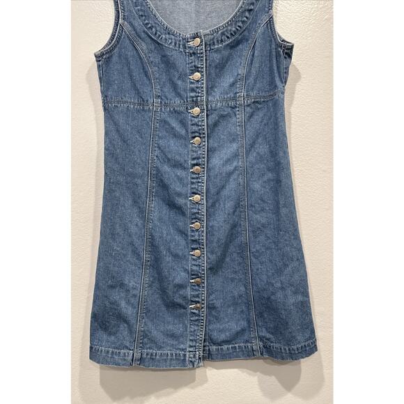 Vintage Gap 90s Denim Dress Women's Size 6 Button Front Sleeveless Retro Country - Picture 2 of 9